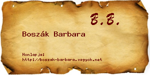 Boszák Barbara névjegykártya